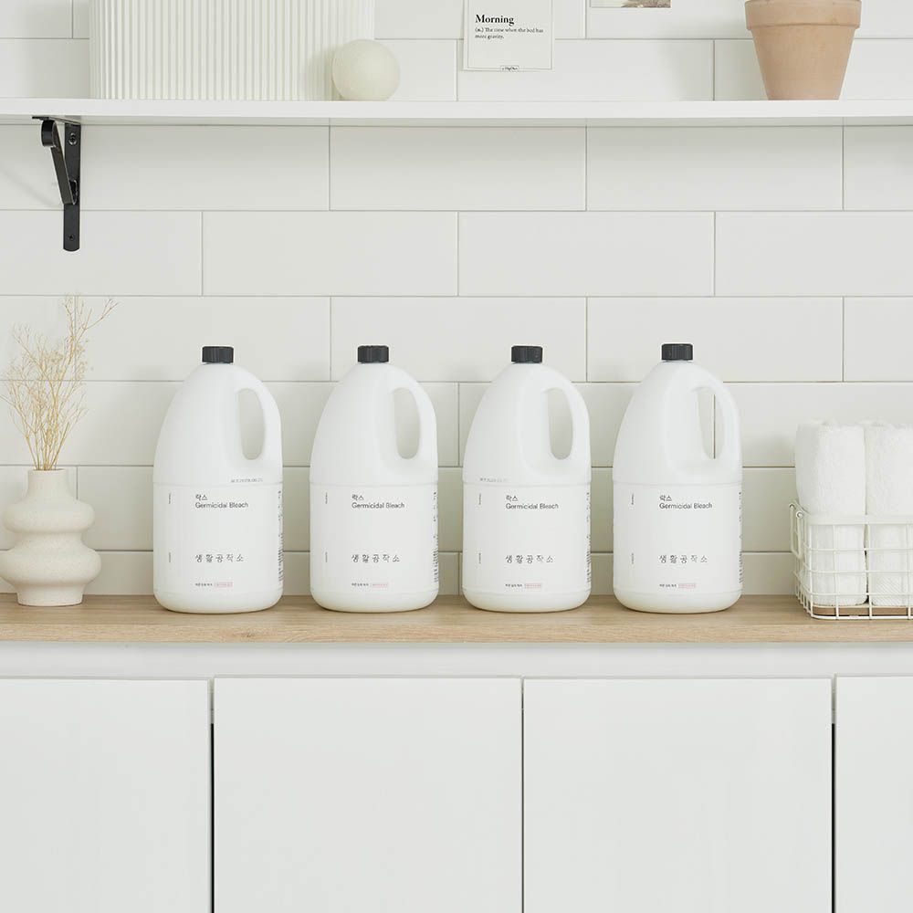Saenghwal Gongjakso Low-Odor Clean Bleach 3L × 4 _ Powerful disinfection and whitening, with reduced odor for everyday use _ Made in Korea