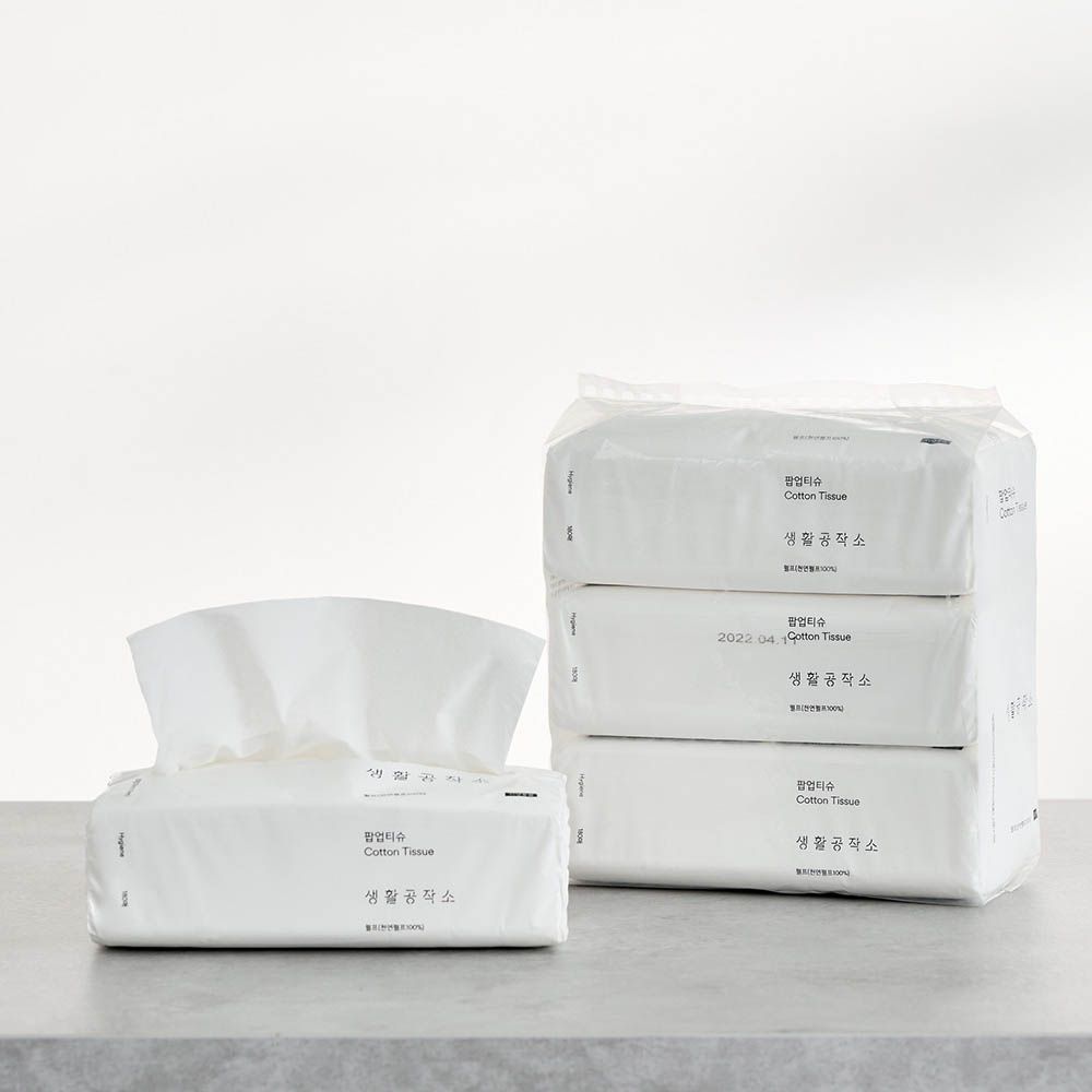 Saenghwal Gongjakso Soft Pop-up Tissue 180 Sheets 3-Pack x 4 Sets Total 12 Packs 100% Virgin Pulp _ Made in Korea