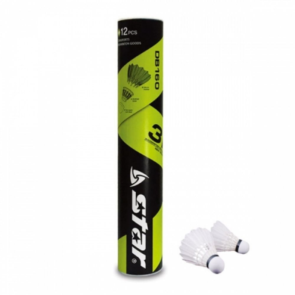 Star Sports Badminton Shuttlecock DB160 Premium Goose Feather Professional Performance High Stability Flight 12 Pieces Set