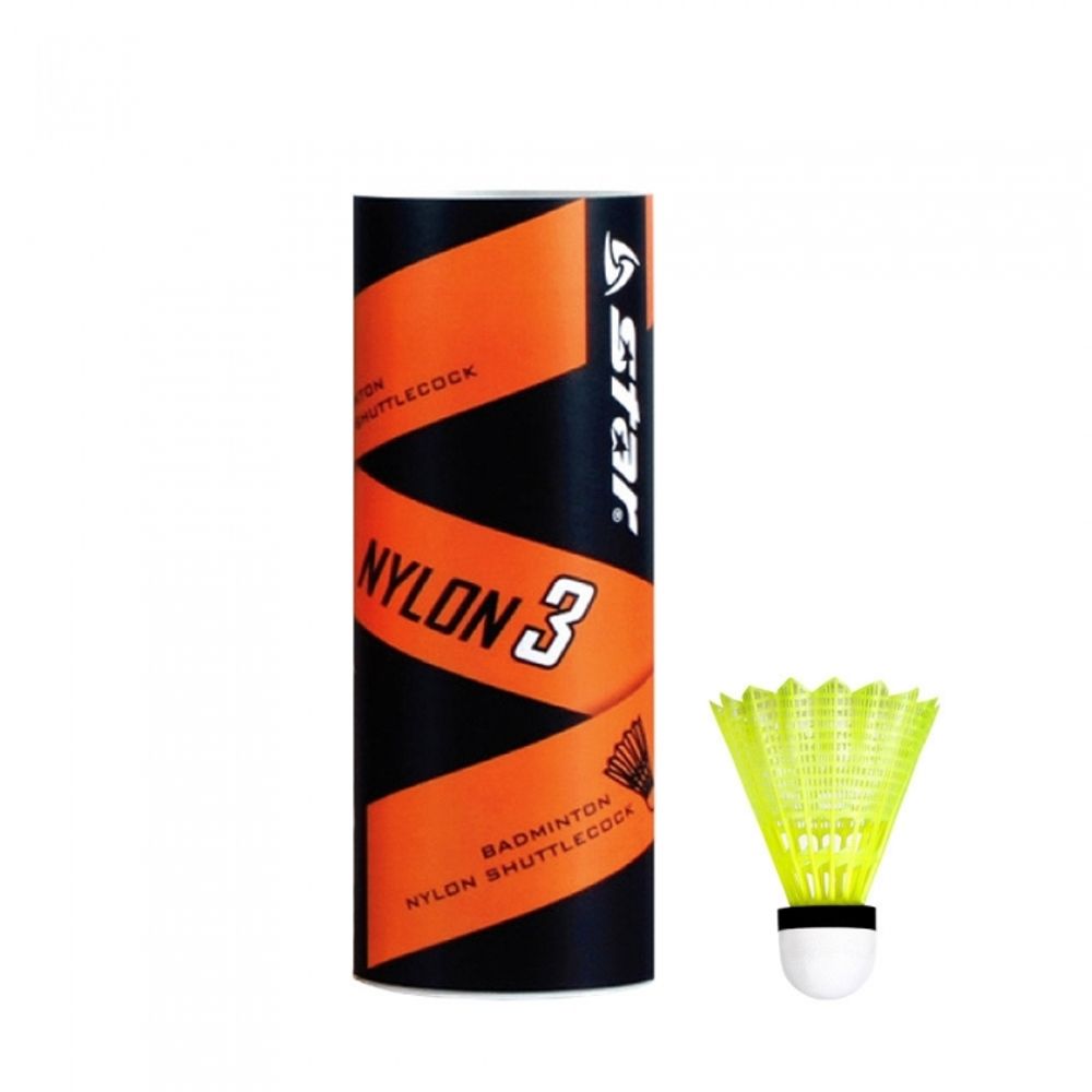 Star Sports Nylon Shuttlecock DBB343P (3-Pack) High-Durability Synthetic Feather with Recycled Cork for Recreational Play and Beginners