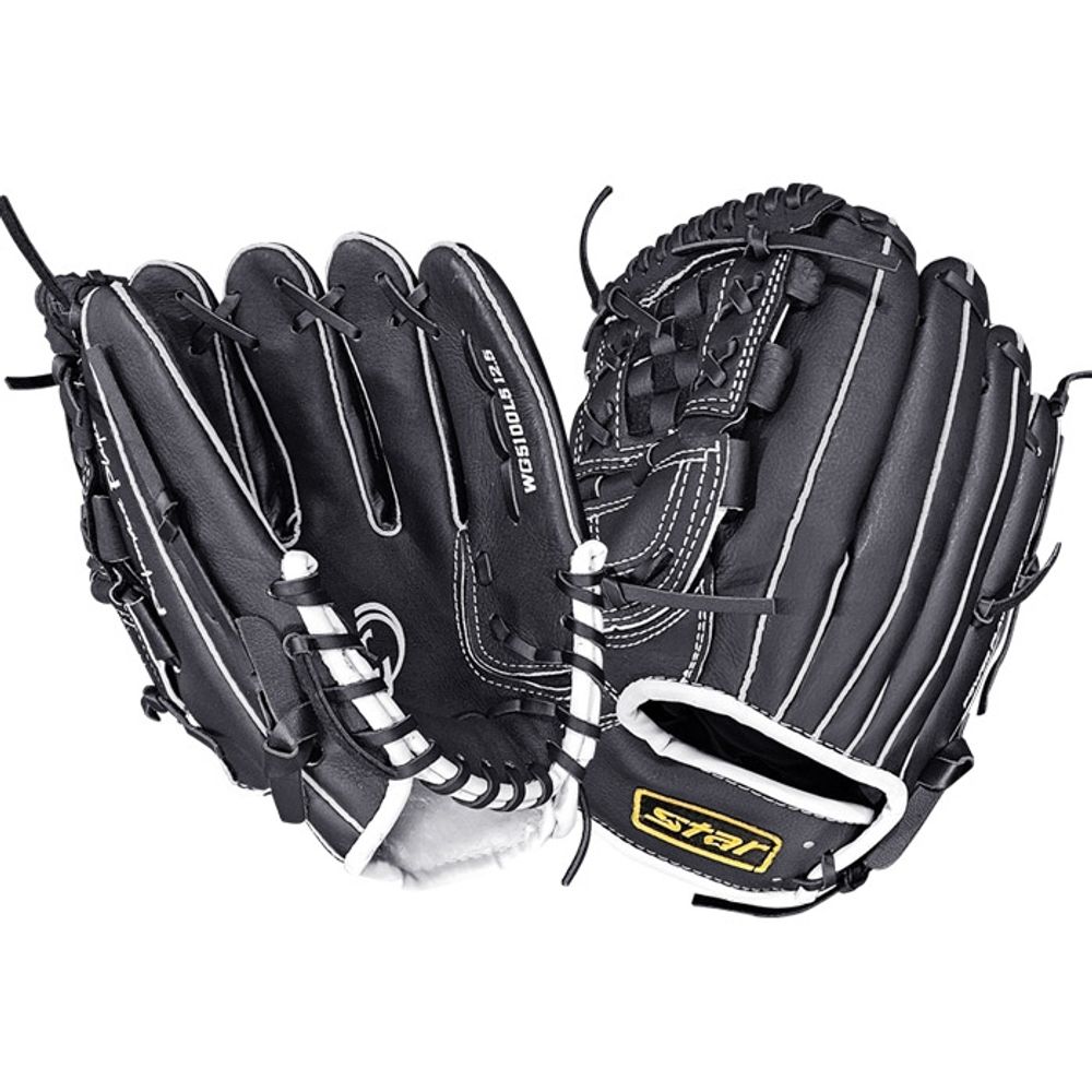 Star Sports Baseball Glove Power Play WG-5100L5-03  12.5-inch Trendy Black Hybrid Leather Glove for Right-Handed Throwers (Left Hand Wear)