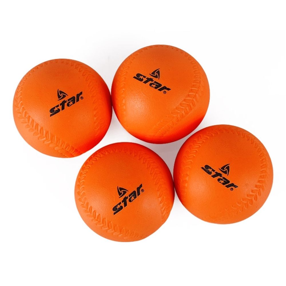 Star Sports New Tee Ball Set (4-Pack) Orange WXB3000-11 Official Certified Soft PU Safety Training Ball 9cm 91g
