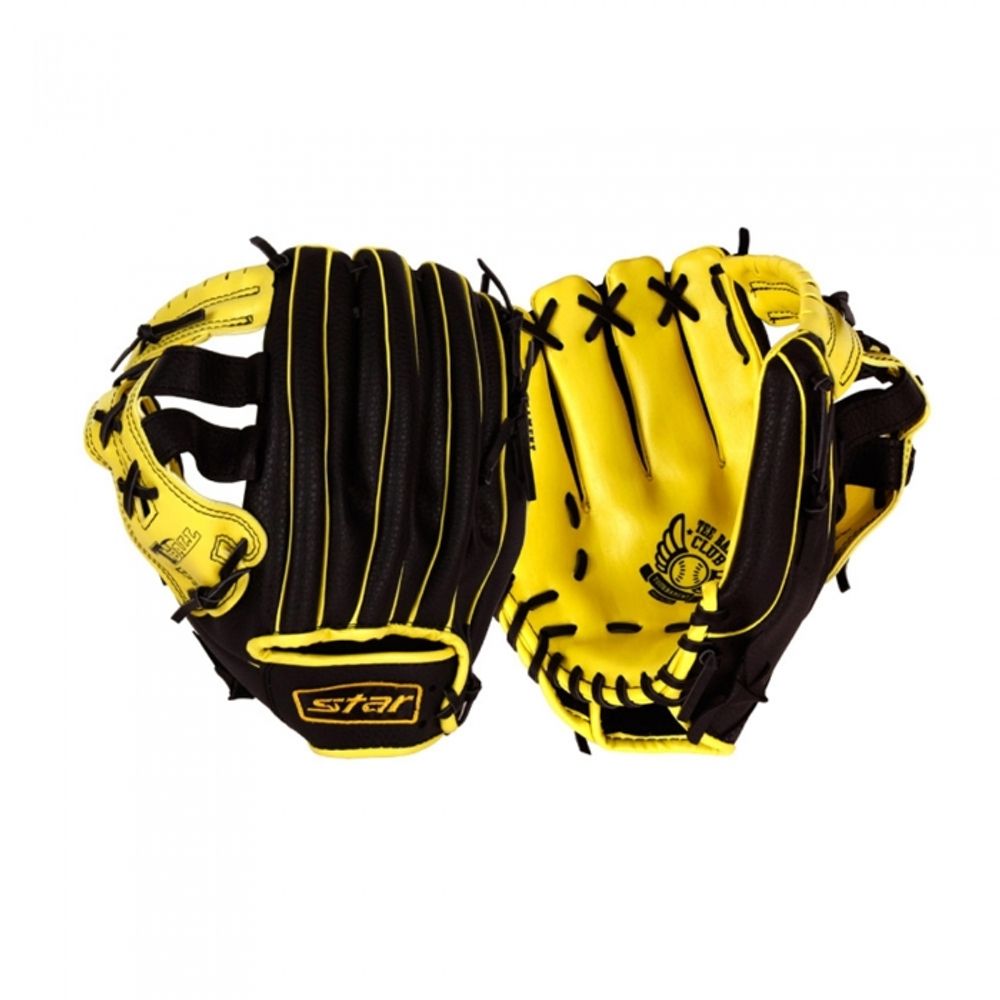 Star Sports Tee-ball Glove Small 11-inch WXG1000S-R Yellow for Left-Handed Throwers (Right Hand Wear) Soft Synthetic Leather All-Rounder