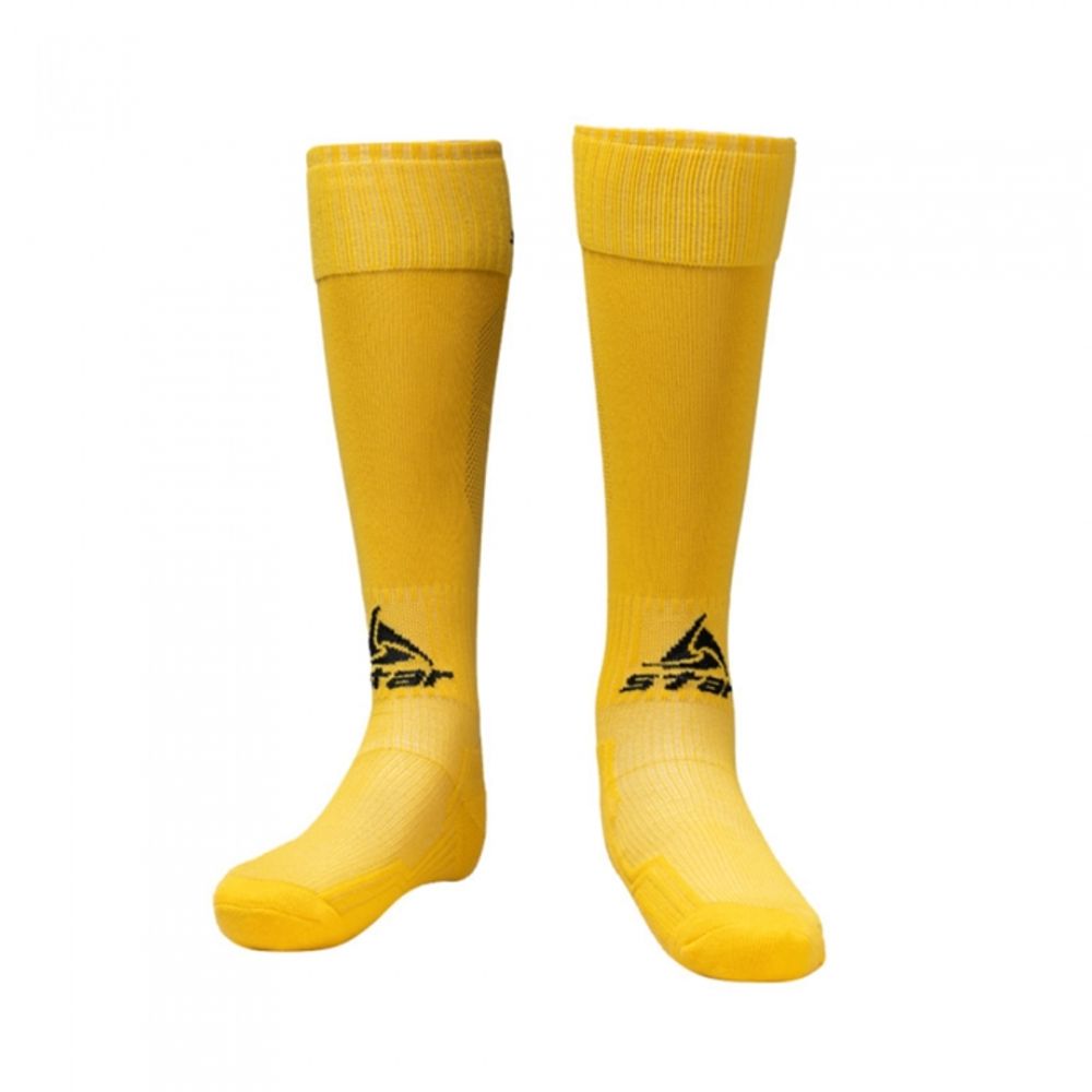 Star Sports Soccer Socks SO160S-05 Yellow Adult Size 26 (25-27cm) High-Elasticity Football Stockings with Superior Cushioning and Breathability