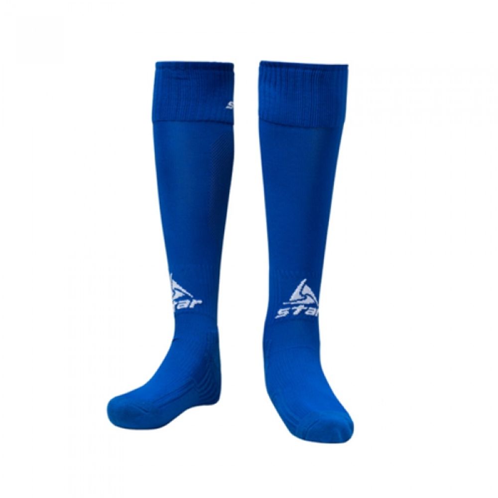 Star Sports Soccer Socks SO160S-07 Blue Adult Size 26 (25-27cm) High-Elasticity Football Stockings with Superior Cushioning and Breathability
