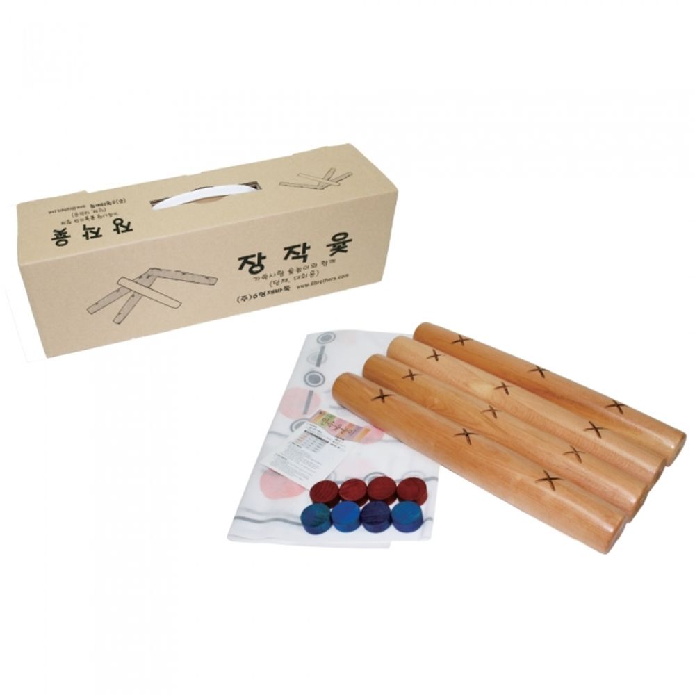 Six Brothers Authentic Jangjak Yut Nori Set HJWO105 Medium Acacia Wood Traditional Firewood Style Made in Korea