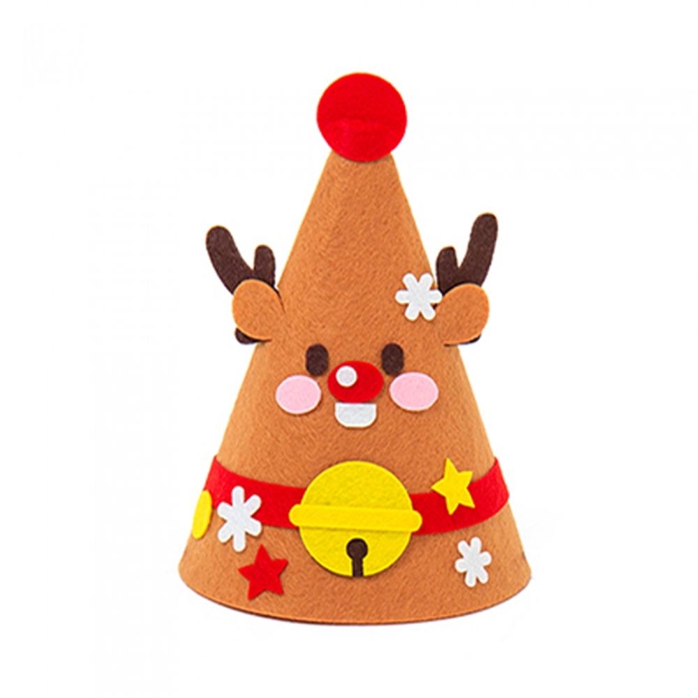 Minhwa Shop DIY Christmas Felt Party Hat Kit with Stickers Santa Rudolph Tree Designs UDP