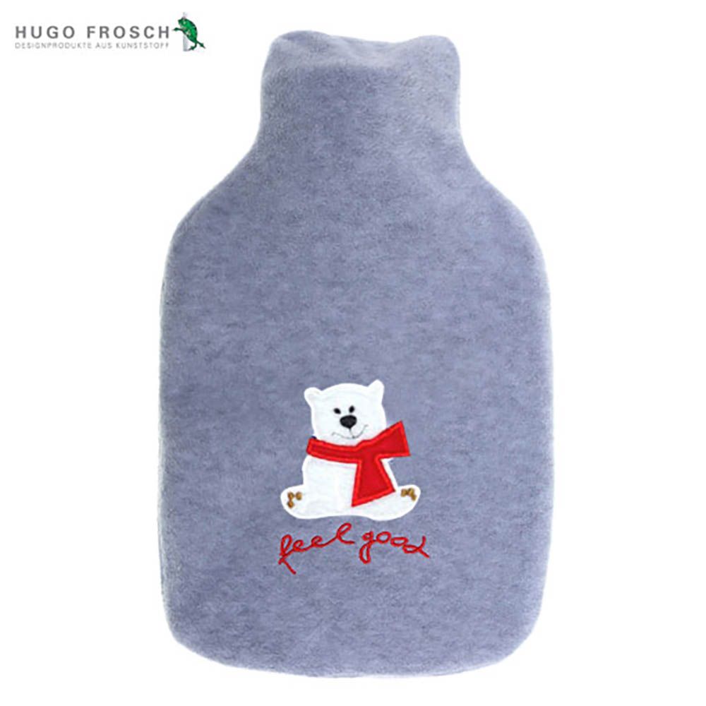 HUGOFROSCH Germany Made Classic Hot Water Bottle 1.8L Soft Fleece Feelgood Bear Cover Comfort Warmer