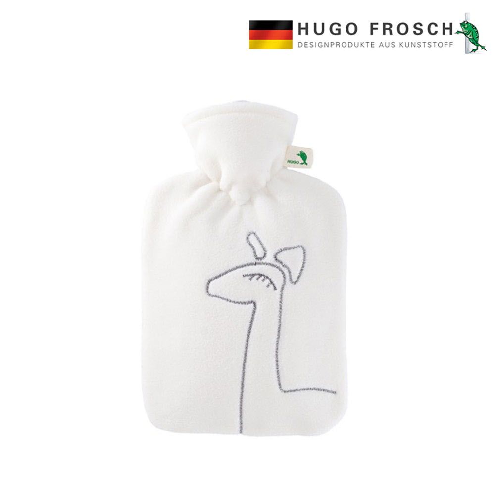 HUGOFROSCH Germany Made Classic Hot Water Bottle 1.8L Teddy Coat Giraffe White Soft Cover Eco Friendly Warmer