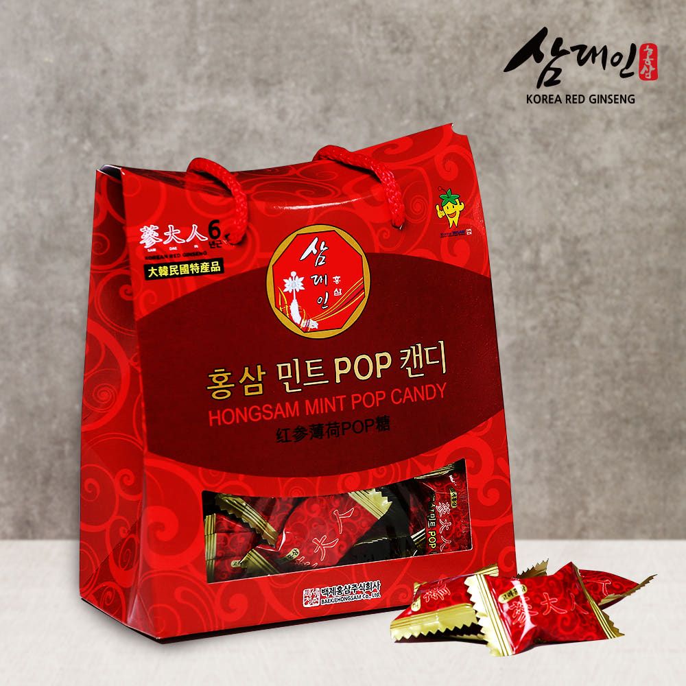 SAMDAEIN Red Ginseng Mint POP Candy 200g Fresh Breath 6-Year-Old Extract Refreshing Herbal Candy _ Made in Korea