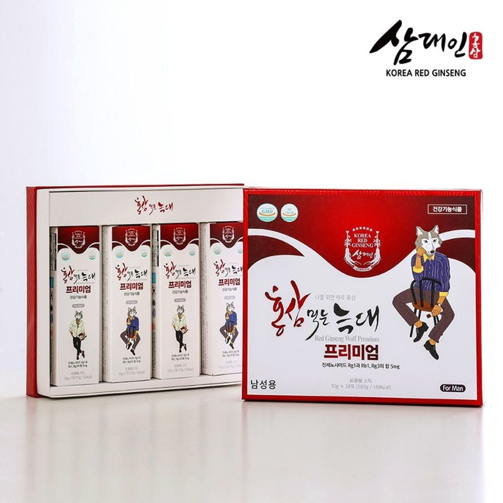 SAMDAEIN Korean Red Ginseng Wolf Premium Stick 10ml x 28 Packs Men's Vitality Maca Raspberry Extract _ Made in Korea