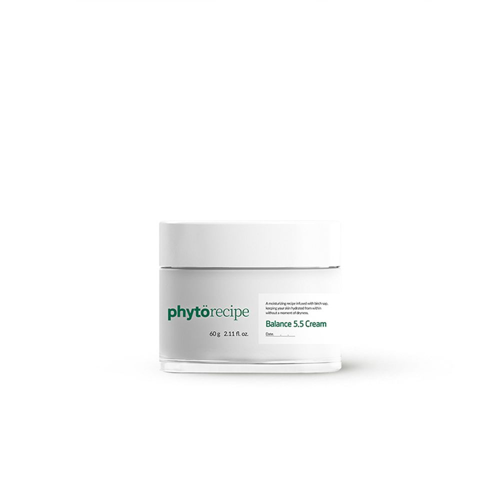 PHYTORECIPE Balance 5.5 Cream 60g Low pH Vegan Facial Moisturizer for Sensitive Skin Barrier Protection and Deep Soothing Care _ Made in Korea