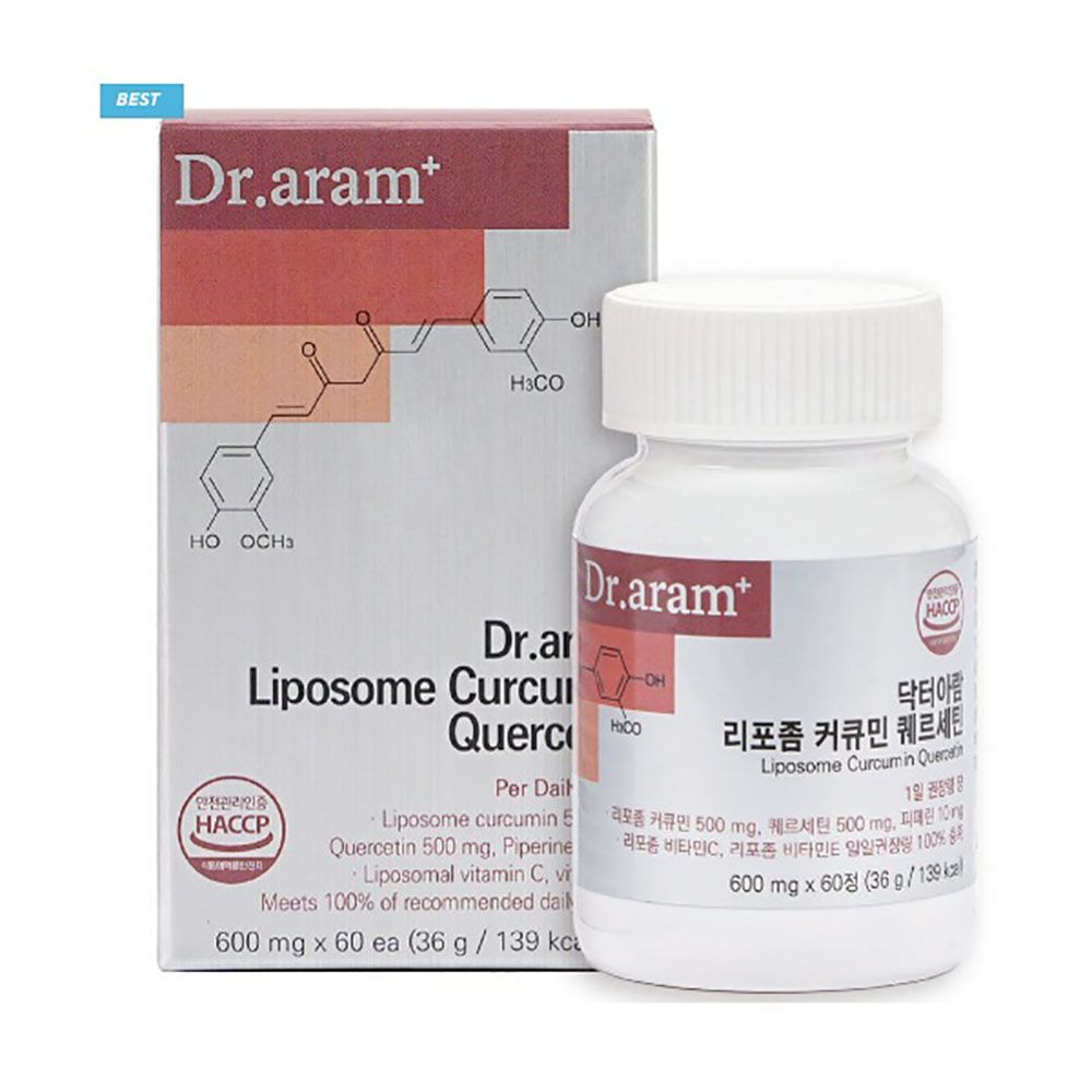 Dr. aram Liposomal Curcumin and Quercetin 500mg High Absorption Antioxidant Health Supplement 600mg 60 Tablets _  Made in Korea