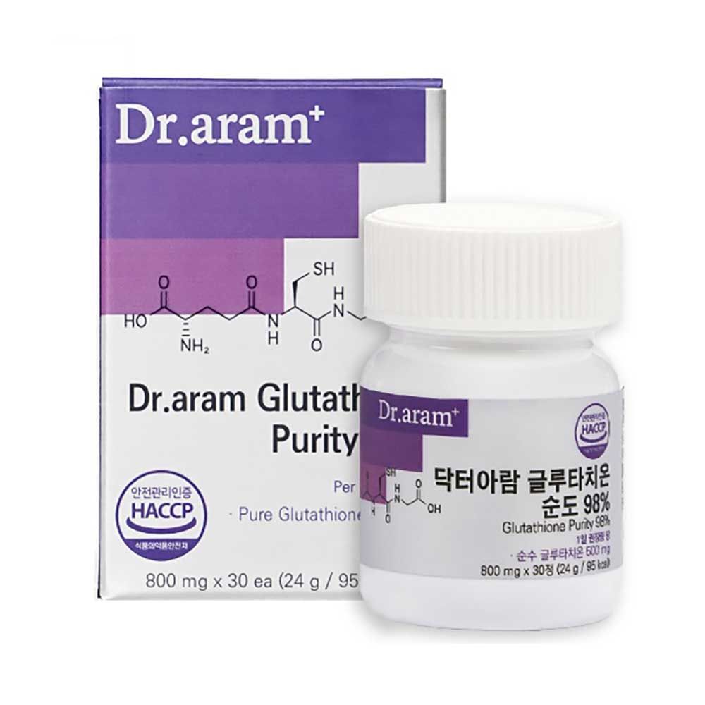 Dr. aram High Purity 98% Glutathione 800mg with Selenium and 6-Layer Antioxidant Mechanism 60 Tablets _ Made in Korea