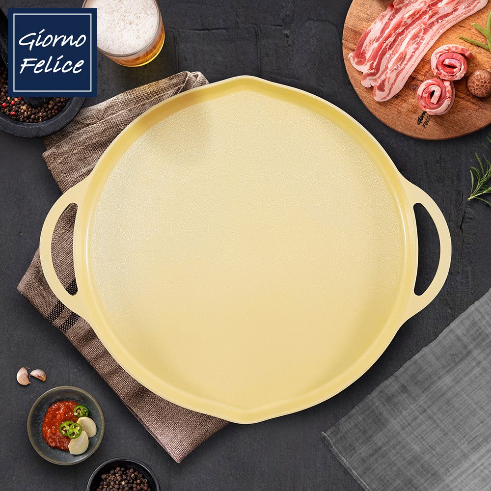 GIORNO FELICE IH Multi Griddle 34cm (Lemon Yellow) Non-Stick Ceramic Coating Induction Safe _ Made in Korea