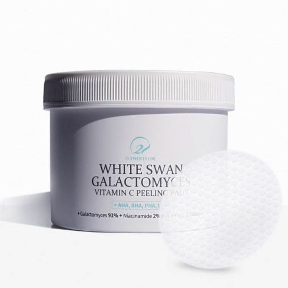 O21 White Swan Galactomyces Vitamin C Peeling Pad 60 Sheets AHA BHA PHA LHA Glow Exfoliator _ Made in Korea