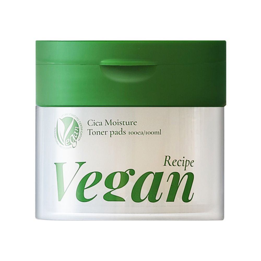 O21 Vegan Recipe Cica Moisture Toner Pad 100 Sheets Biomimetic Water Soothing Cooling Pack _ Made in Korea