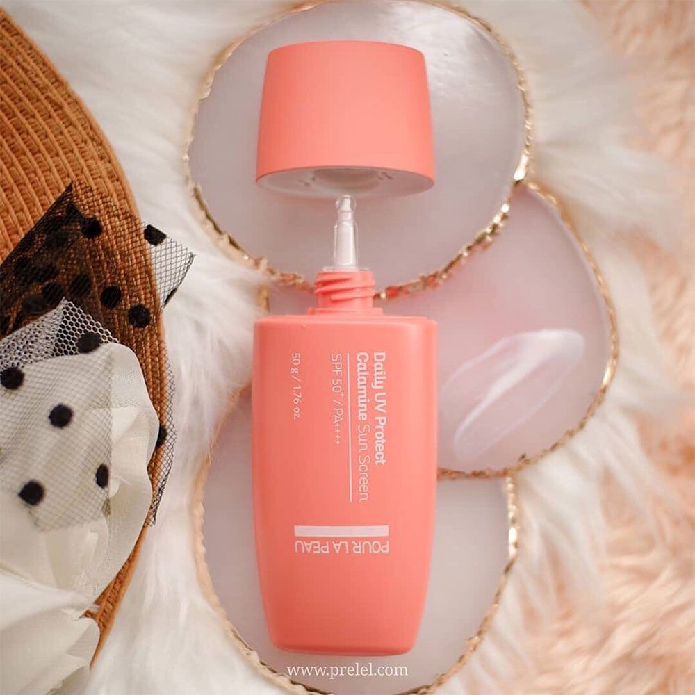 POUR LA PEAU Daily UV Protect Calamine Sunscreen 50g SPF50+ PA++++ Non Nano Physical Mineral Pink Tone Up K-Beauty _ Made in Korea