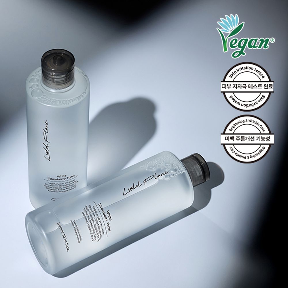 LUDOL PLANC White Strawberry Toner 300ml Brightening Anti Wrinkle Vegan Hypoallergenic Skin Care _ Made in Korea
