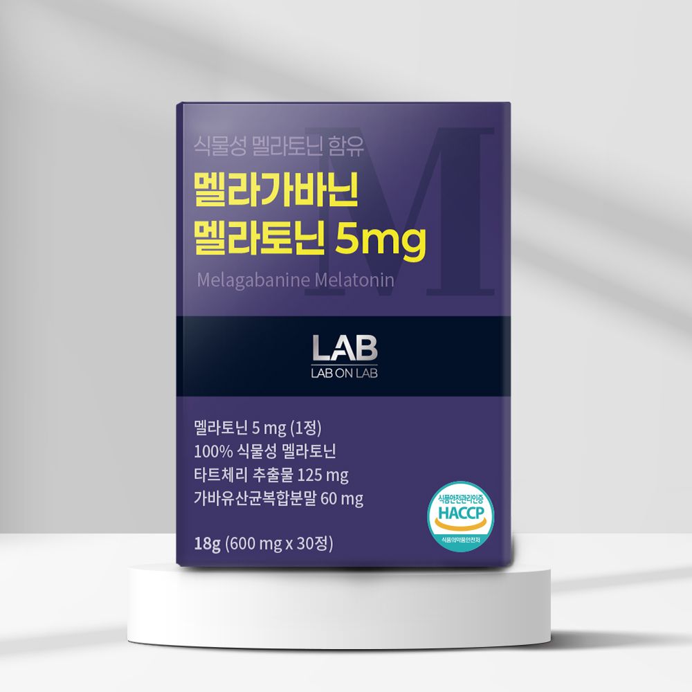 LAB ON LAB Melagabanine Plant-Based Melatonin 5mg GABA Theanine Lactium Sleep Support 30 Tablets _ Made in Korea