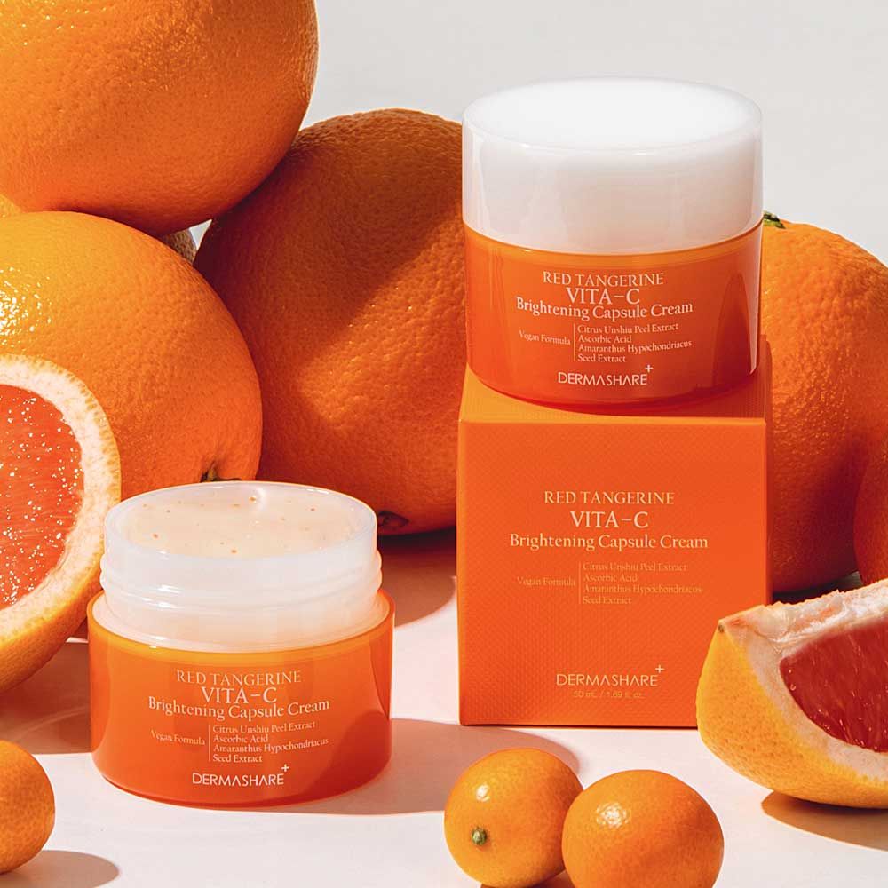 DERMASHARE Red Tangerine Vita-C Brightening Capsule Cream 50ml Anti Wrinkle Dark Spot K-Beauty _ Made in Korea