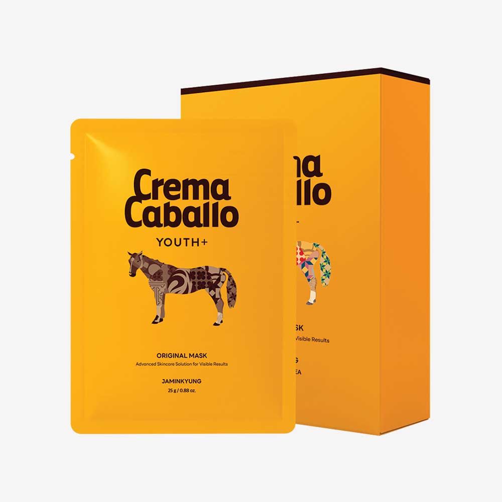 JAMINKYUNG Crema Cavallo Original Mask Jeju Mayu Horse Oil Brightening Wrinkle Care Sheet Mask Pack 25g 10ea _ Made in Korea