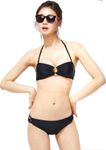 [69SLAM] Women's black Bikini Top & Bottom SET (Bandu Bra & Mini Short Panties) _ Free Bra Pad
