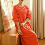 [Natural Garden] MADE N Gather Sleeve Linen Dress_High-quality material, linen material, eco-friendly material_ Made in KOREA