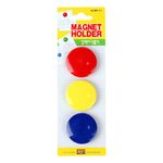 [FOBWorld] Round Magnet Holder 38mm 3Pcs _ Notice Board/Planning Magnets, Round Plastic Covered Magnetic Buttons, Refrigerator Whiteboard Magnets for School Office Home _ Made in Korea