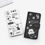 S2B KAKAO FRIENDS CHOONSIK DOODLE DOODLE Galaxy – Clear Floral Print, Slim Wallet Design, Magnetic Closure - Made in Korea