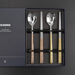 [HAEMO] Golf Titanium&Pink Gold Couple Cutlery 2 Set- Spoon Chopsticks Korean Cuisine Stainless Steel Cutlery-Made in Korea