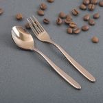  [HAEMO] Simple Edge Pink Gold Tea Spoon/Fork – Premium Stainless Steel Cutlery, Titanium-Coated, Modern Design_ Made in KOREA