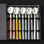 [HAEMO] Iris Ceramic Glossy Spoon & Chopstick 5 Set – Premium High-Temperature Fired Cutlery, Modern Design, Individually Packaged" _ Made in Korea