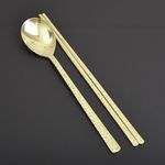 [HAEMO] Hammered Titanium Spoon & Chopsticks Set – Premium Textured Design & Human-Friendly Stainless Steel, Made in Korea