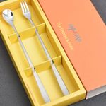 [HAEMO] Miller long Teaspoon & Fork 2P SET– Simple and Elegant Curved Design, Premium Stainless Steel, Made in Korea