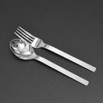 [HAEMO] Children's Square Simple Spoon & Fork  _ Reusable Stainless Steel Korean Chopstix Spoon Tableware Home, Kitchen or Restaurant