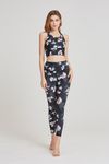 [Cielcoco] CLWP9085 Lively Patterned Leggings Black Flower, Yoga Pants, Workout Pants For Women _ Made in KOREA