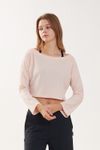 Cielcoco CLWT8096 Loose Fit Boatneck Flare Sleeve Crop Cover Up Top Workout Shirt _ PINK _ Made in Korea