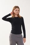 Cielcoco CLWT8097 Cozy Long Sleeve Flatlock Raglan Workout Top UV Protection Shirt _ BLACK  _ Made in Korea