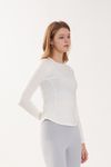 Cielcoco CLWT8097 Cozy Long Sleeve Flatlock Raglan Workout Top UV Protection Shirt _ IVORY  _ Made in Korea