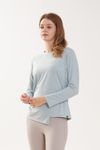 Cielcoco CLWT8098 Asymmetric Long Sleeve Rayon Slit Activewear Workout T Shirt _ MINT_ Made in Korea