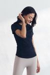 Cielcoco CLWT8100 Askin Fresh Short Sleeve Women Cooling Slim Fit Activewear Workout Top T-Shirt _ Black _ Made In Korea