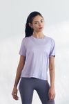Cielcoco CLWT8103 Silky Shirring Short Sleeve Women Rayon Soft Workout Top T-Shirt _ Lilac _ Made in Korea