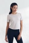 Cielcoco CLWT8105 Askin Cooling Semi Cropped Short Sleeve Women Activewear Workout Top T-Shirt _OATMEAL _ Made In Korea