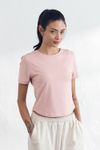 Cielcoco CLWT8105 Askin Cooling Semi Cropped Short Sleeve Women Activewear Workout Top T-Shirt _PINK _ Made In Korea