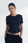 Cielcoco CLWT8105 Askin Cooling Semi Cropped Short Sleeve Women Activewear Workout Top T-Shirt _Black _ Made In Korea