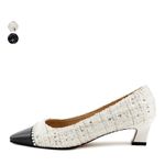 [KUHEE] Pumps 2307K-1 4cm-Women's Pumps Shoes Tweed Mid Heel Handmade Shoes - Made in Korea
