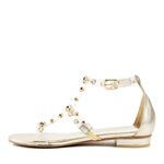 [KUHEE] Sandals 9145K 1.5cm-Open Toe Transparent Strap Jewel-Decorated Flat Summer Daily Handmade Shoes - Made in Korea