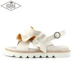 [KUHEE] Sandals RUFFLY 7102 2cm_IV-Leather Slippers Open-Toe Slingback Casual Handmade Shoes - Made in Korea