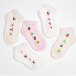 [Gienmall] Toddler Child Socks 5sets Ankle Socks-Boys Girls Character Cherry Baby Socks-Made in Korea